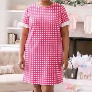 Sailor Sailor Coco Dr Pink Check Vaportex stretchy dress NWT sz XL